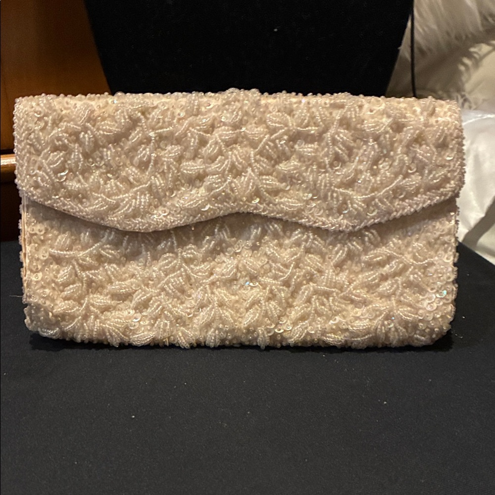 Chic Embroidered Cream Clutch